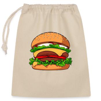beef hamburger burger fast food, junk food - Verschließbarer Geschenkbeutel aus Baumwolle (25x30cm) - Natur - Vorne