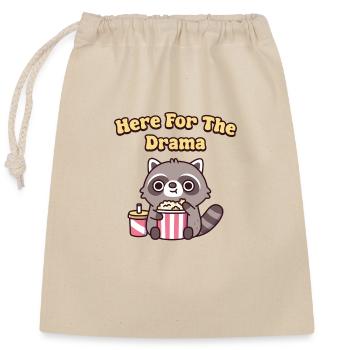 Lustiger Waschbär isst hier Popcorn für das Drama - Verschließbarer Geschenkbeutel aus Baumwolle (25x30cm) - Natur - Vorne