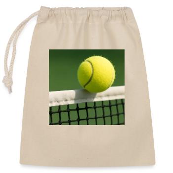 Tennis - la balle passe au-dessus du filet - Sac cadeau en coton avec cordon (25 x 30 cm) - nature - Devant