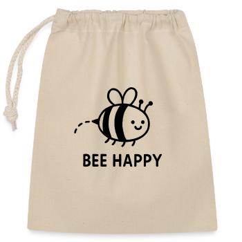 Bee Happy - Mignon Souriant - noir - Sac cadeau en coton avec cordon (25 x 30 cm) - nature - Devant