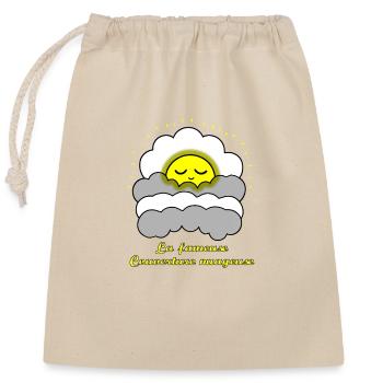 LA FAMEUSE COUVERTURE NUAGEUSE !(soleil, sommeil) - Sac cadeau en coton avec cordon (25 x 30 cm) - nature - Devant