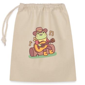 Süßer Frosch mit Cowboyhut und Gitarre - Verschließbarer Geschenkbeutel aus Baumwolle (25x30cm) - Natur - Vorne