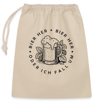 Bees here - Oder ich fall um! - Closable cotton gift bag (25x30cm) - nature - Front