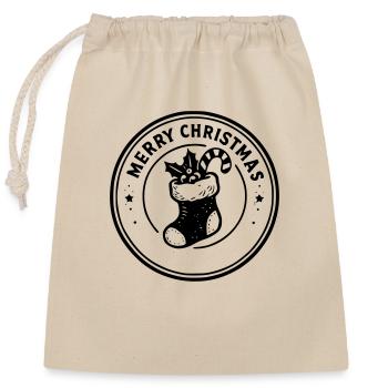 Merry Christmas - Sac cadeau en coton avec cordon (25 x 30 cm) - nature - Devant
