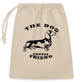 Hund Spruch Tier Katze Hunde Dog Dackel Peanuts - Verschließbarer Geschenkbeutel aus Baumwolle (25x30cm) - Natur - Vorne