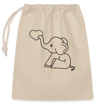 coeur d'éléphant l'amour donner en amour assis suess - Sac cadeau en coton avec cordon (25 x 30 cm) - nature - Devant