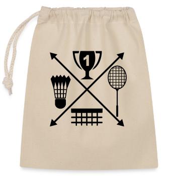 badminton - Closable cotton gift bag (25x30cm) - nature - Front
