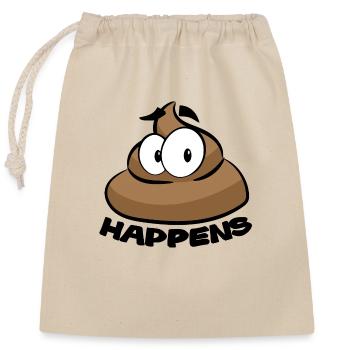 SHIT HAPPENS POOP - Verschließbarer Geschenkbeutel aus Baumwolle (25x30cm) - Natur - Vorne