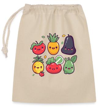 Les fruits Kawaii - Verschließbarer Geschenkbeutel aus Baumwolle (25x30cm) - Natur - Vorne