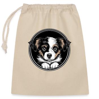 Chiot mignon - Sac cadeau en coton avec cordon (25 x 30 cm) - nature - Devant