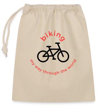Biking - Closable cotton gift bag (25x30cm) - nature - Front