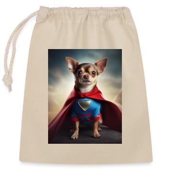 Chihuahua Superheld - Verschließbarer Geschenkbeutel aus Baumwolle (25x30cm) - Natur - Vorne