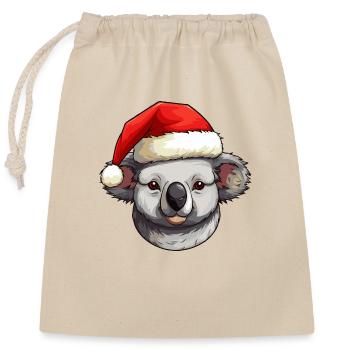 Koala Christmas Animal Head - Closable cotton gift bag (25x30cm) - nature - Front