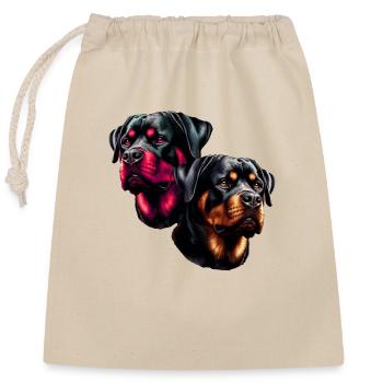 Rottweiler ,Hunde, Hundekopf, Wachhund, Rassehund, - Verschließbarer Geschenkbeutel aus Baumwolle (25x30cm) - Natur - Vorne