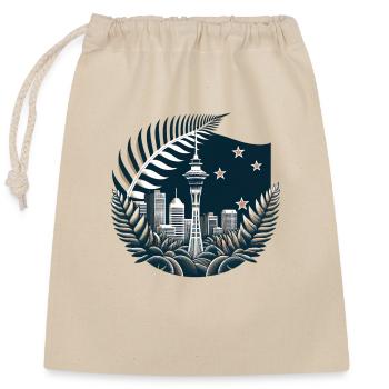 New Zealand Aotearoa Kiwi 13 - Closable cotton gift bag (25x30cm) - nature - Front
