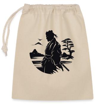 Samouraï zen - Sac cadeau en coton avec cordon (25 x 30 cm) - nature - Devant
