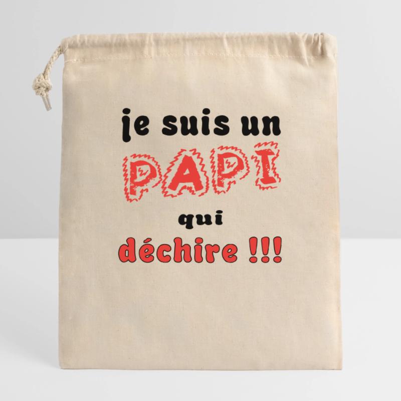 PAPI PAPY Sac cadeau en coton avec cordon (25 x 30 cm)