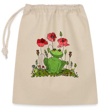 Frog - Closable cotton gift bag (25x30cm) - nature - Front