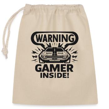 Warning Gamer Inside - Closable cotton gift bag (25x30cm) - nature - Front