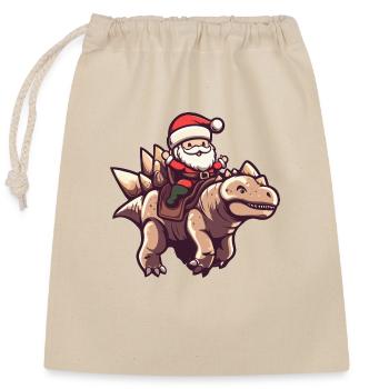 Dinosaur stegosaurus Santa Claus Cartoon - Closable cotton gift bag (25x30cm) - nature - Front