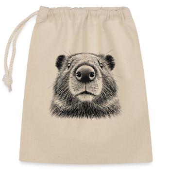 Beaver - Closable cotton gift bag (25x30cm) - nature - Front