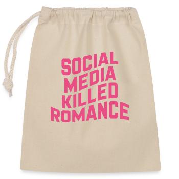 Social Media Killed Romance - Closable cotton gift bag (25x30cm) - nature - Front