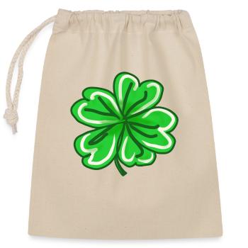 Shamrock Hand Painted Lucky Leaf St patricks day - Closable cotton gift bag (25x30cm) - nature - Front