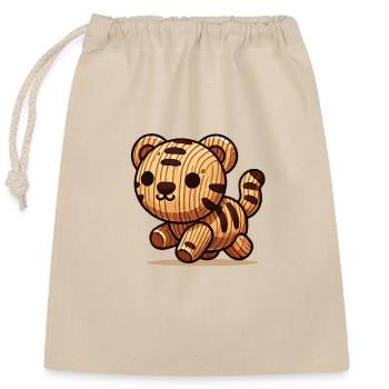 Wooden Tiger - Closable cotton gift bag (25x30cm) - nature - Front