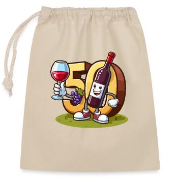 50 Jahre Wein - Verschließbarer Geschenkbeutel aus Baumwolle (25x30cm) - Natur - Vorne