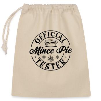 Offizieller Mince Pie Tester - Verschließbarer Geschenkbeutel aus Baumwolle (25x30cm) - Natur - Vorne