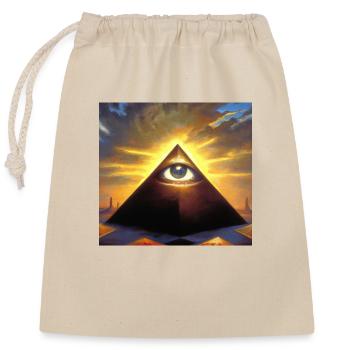 Illuminati Eye in Pyramid - Closable cotton gift bag (25x30cm) - nature - Front