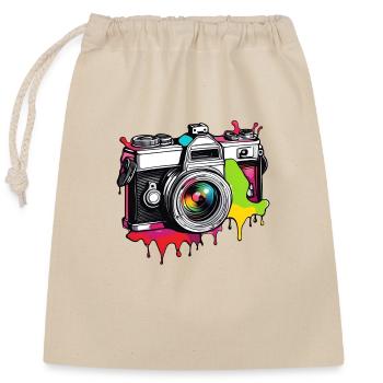 Appareil photo / Photo / Photo / Image / Enregistrement - Sac cadeau en coton avec cordon (25 x 30 cm) - nature - Devant