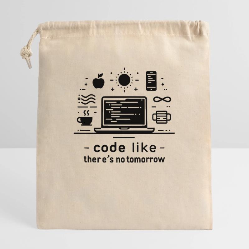 Codez comme s’il n’y avait pas de lendemain Sac cadeau en coton avec cordon (25 x 30 cm)