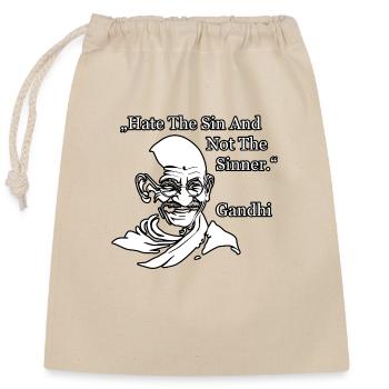 Hate The Sin And Not The Sinner (Gandhi Quote) - Closable cotton gift bag (25x30cm) - nature - Front