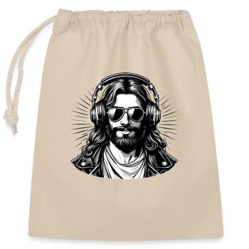 DJ Jésus - Sac cadeau en coton avec cordon (25 x 30 cm) - nature - Devant
