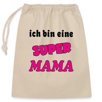 Ich bin eine Super MAMA - Sac cadeau en coton avec cordon (25 x 30 cm) - nature - Devant