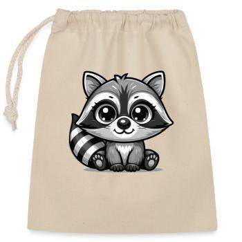 Waschbär - Verschließbarer Geschenkbeutel aus Baumwolle (25x30cm) - Natur - Vorne
