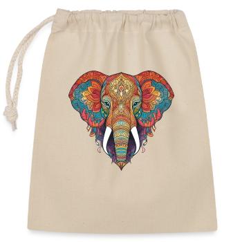 Elephant Zentangle Art Colorful Animal - Closable cotton gift bag (25x30cm) - nature - Front
