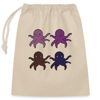 Pieuvre 4 plis - Sac cadeau en coton avec cordon (25 x 30 cm) - nature - Devant