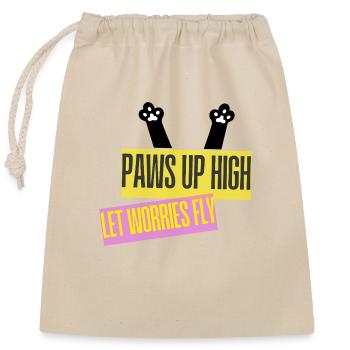 PAWS UP HIGH - Verschließbarer Geschenkbeutel aus Baumwolle (25x30cm) - Natur - Vorne