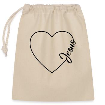 Jesus Liebe Love Herz Symbol - Verschließbarer Geschenkbeutel aus Baumwolle (25x30cm) - Natur - Vorne