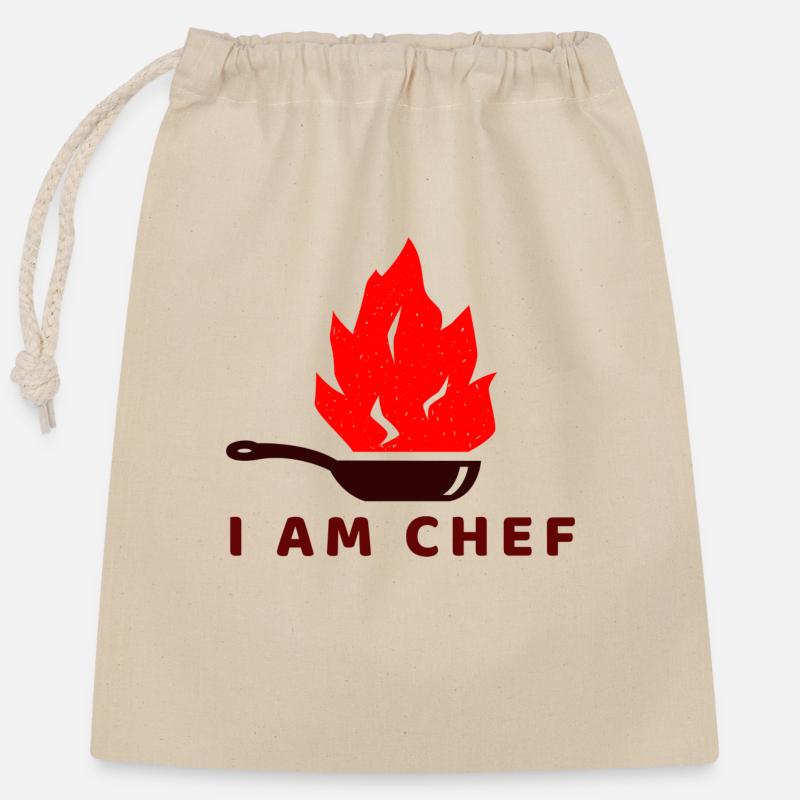 I am Chef Logo - Verschließbarer Geschenkbeutel aus Baumwolle (25x30cm) - Natur