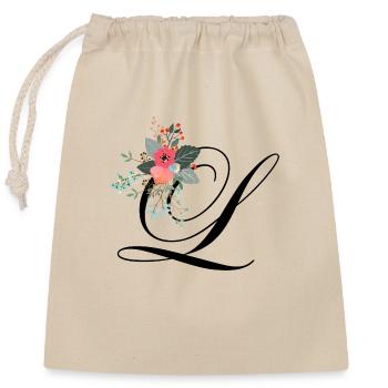 Letter l flowery - Closable cotton gift bag (25x30cm) - nature - Front