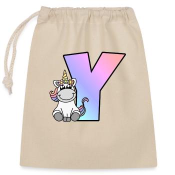 Unicorn Letter Y - Closable cotton gift bag (25x30cm) - nature - Front