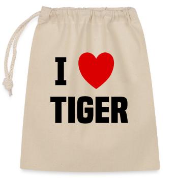 Ich liebe Tiger - Verschließbarer Geschenkbeutel aus Baumwolle (25x30cm) - Natur - Vorne