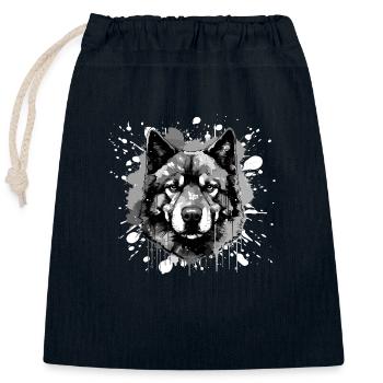 Akita Dog Head - Closable cotton gift bag (25x30cm) - navy - Front