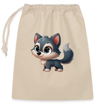 wolf 3 - Sac cadeau en coton avec cordon (25 x 30 cm) - nature - Devant