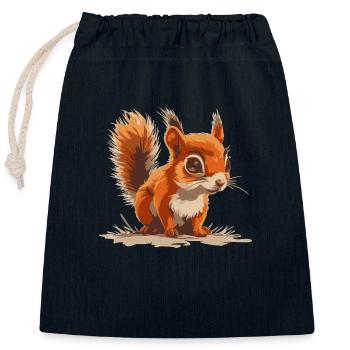 Eichhörnchen - Verschließbarer Geschenkbeutel aus Baumwolle (25x30cm) - Navy - Vorne