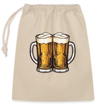 Beer Mug Beer Toast - Closable cotton gift bag (25x30cm) - nature - Front