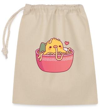 Süßes Küken In Ramen Nudeln Lustig - Verschließbarer Geschenkbeutel aus Baumwolle (25x30cm) - Natur - Vorne